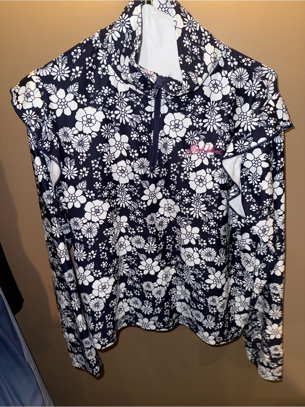 Floral Print Utility Jacket - Navy & White